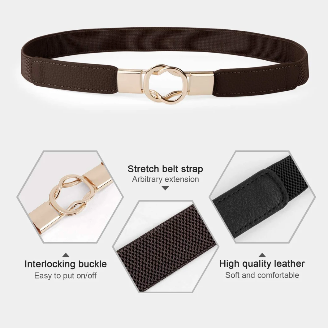 Women Skinny Belt for Dresses Retro Stretch Ladies Waist Belt Custom Lady Waist Belts